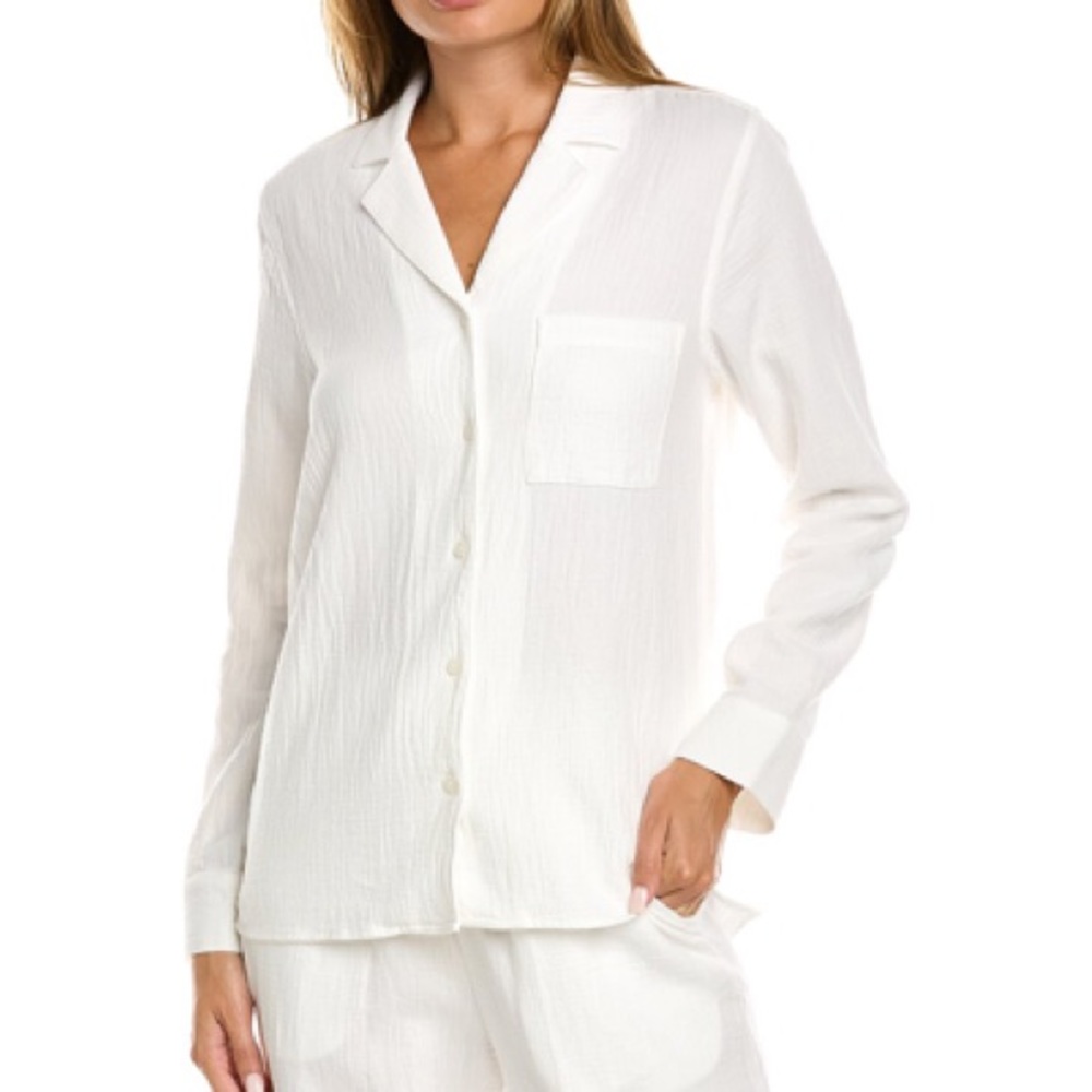 Onia camp collar gauze white button down shirt